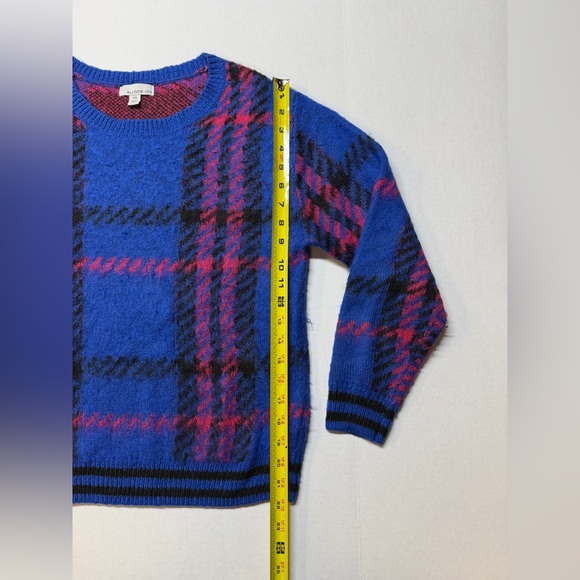 Allison Joy Blue And Red Striped Plaid Soft XS Sweater - Picture 5 of 6